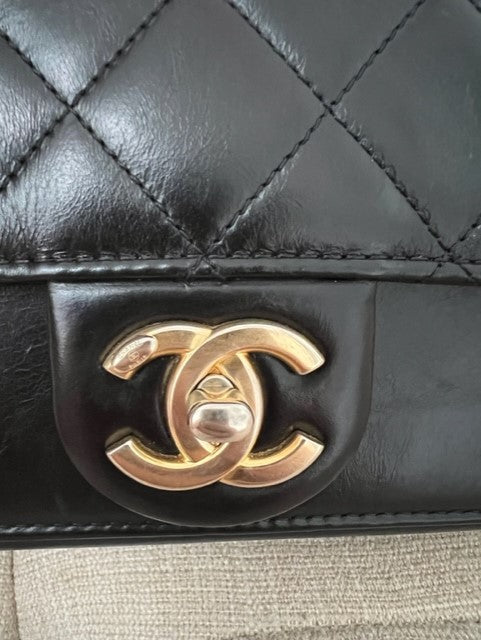Vintage Chanel Timeless Classique Top Handle in Black