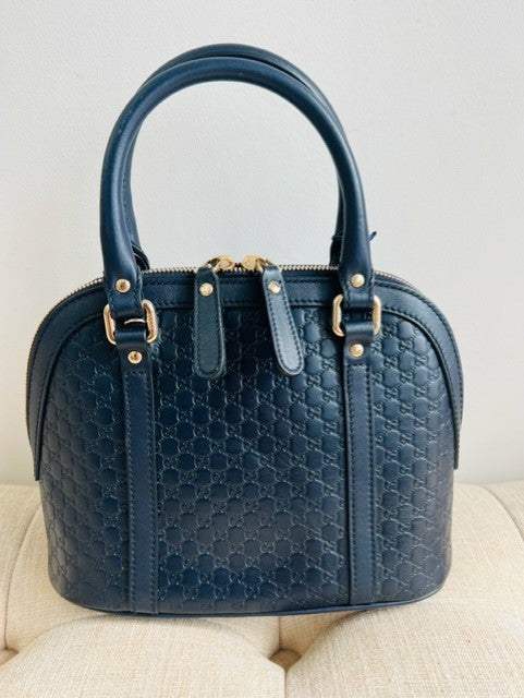 SOLD - Gucci Mini Microguccissima Dome bag in Navy