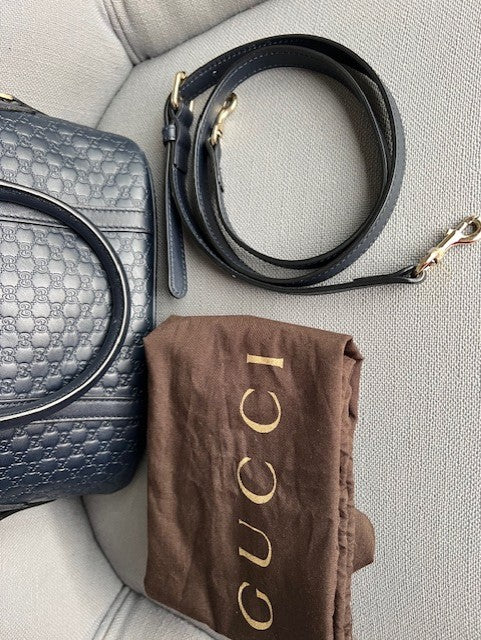 SOLD - Gucci Mini Microguccissima Dome bag in Navy