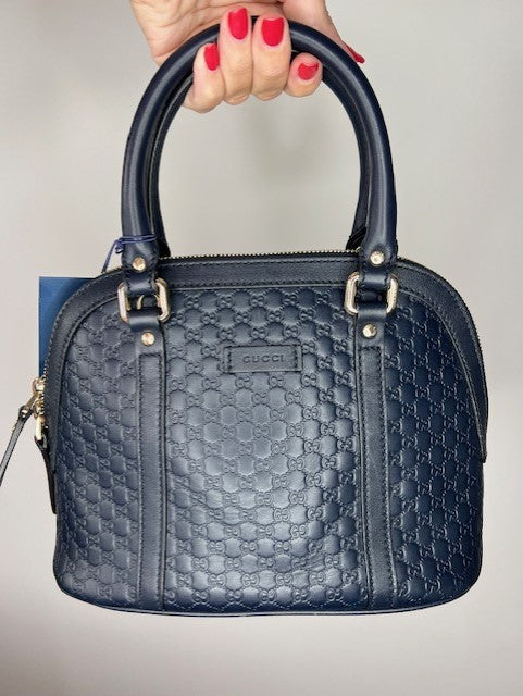 SOLD - Gucci Mini Microguccissima Dome bag in Navy