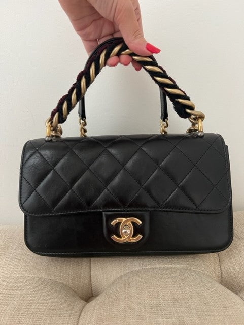 Vintage Chanel Timeless Classique Top Handle in Black