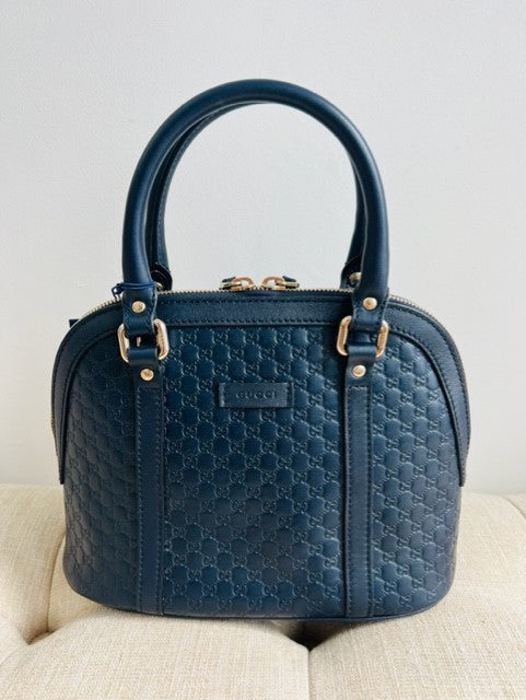 SOLD - Gucci Mini Microguccissima Dome bag in Navy